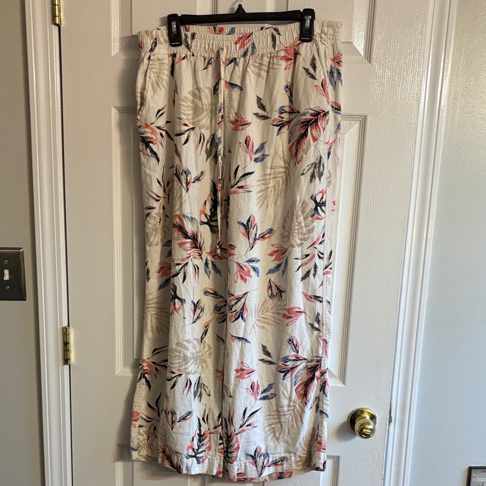 Briggs Floral Print Women's Pants with Pockets Sz XL